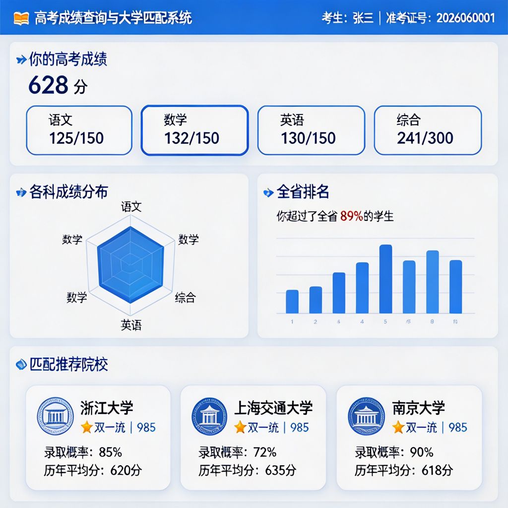高考成绩查询与大学匹配系统